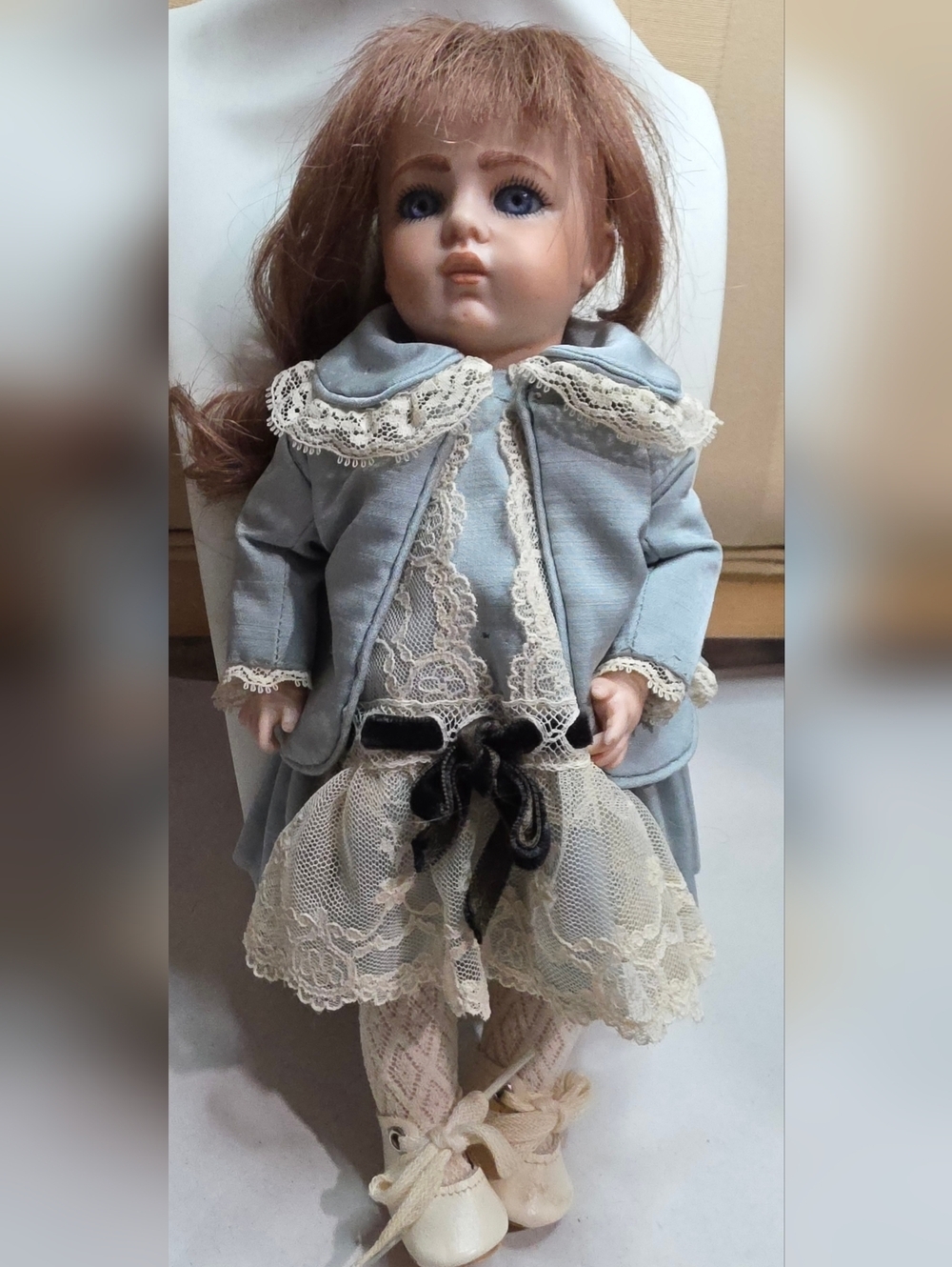 VINTAGE BRU JNE BERDINE FRENCH REPRODUCTION BISQUE DOLL COMES W/ALL SHOWN
